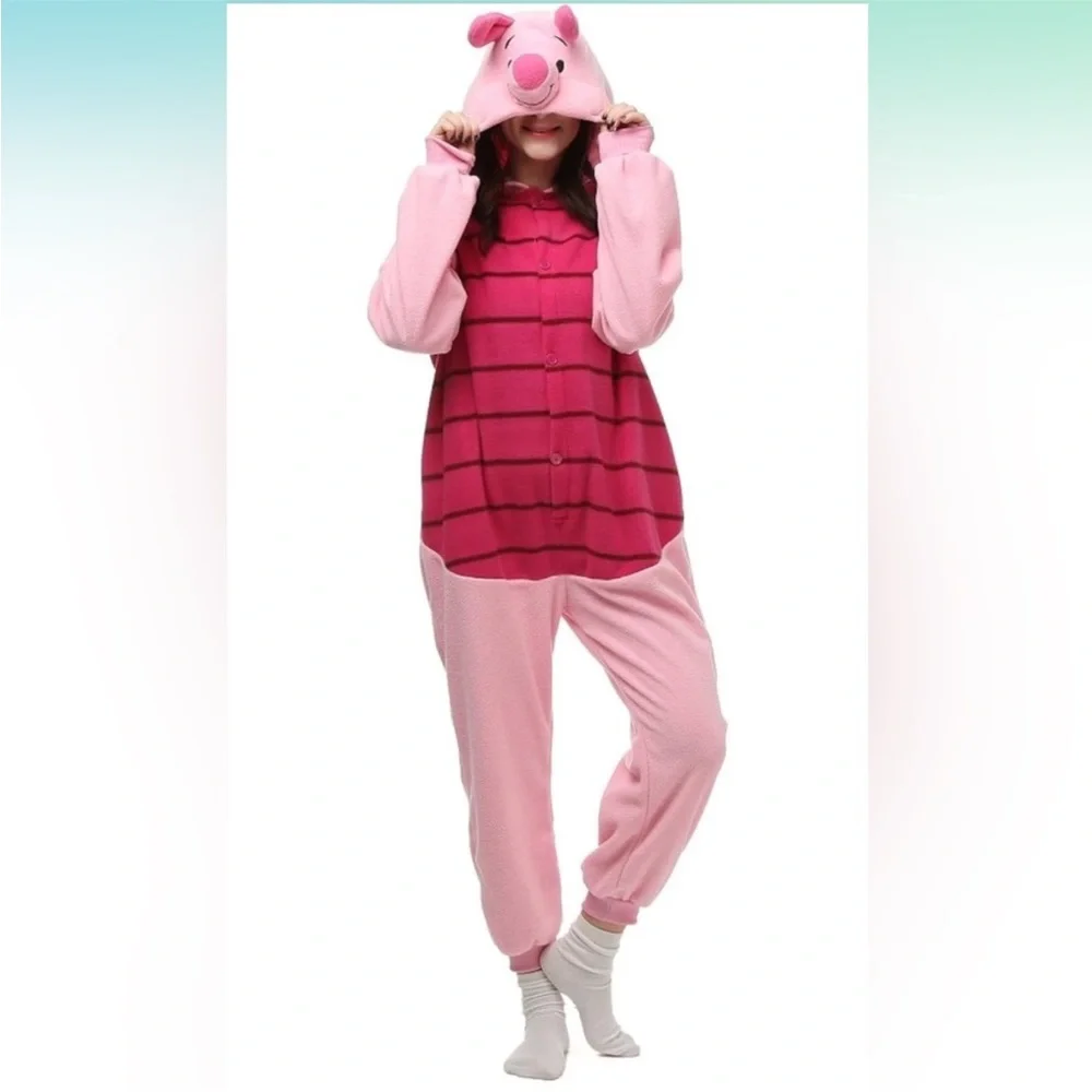Pink Piglet Onesie Halloween Costume Unisex Men Women XL Winnie the Pooh